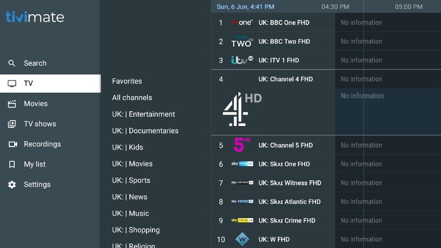 tivimate channels settings